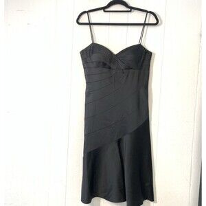 Vtg CACHE Womens 12 Dress Little Black Cocktail Asymmetric Spaghetti Strap Sweet